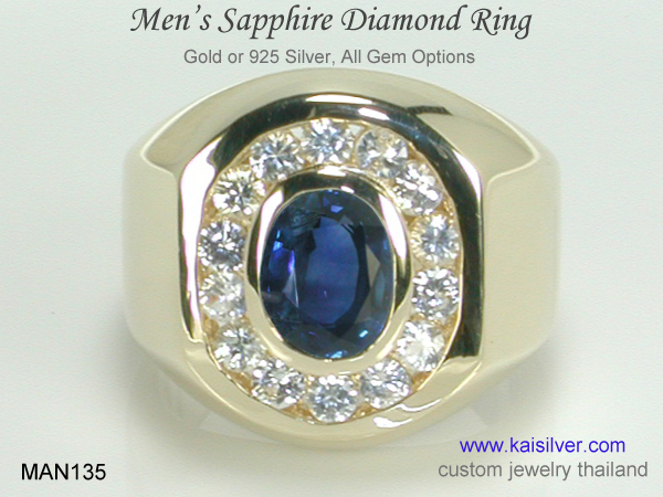 sapphire ring gold or silver for men