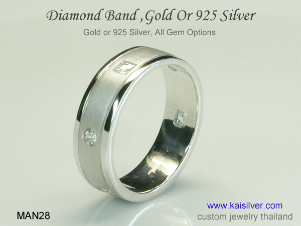 men's diamond ring white gold band 