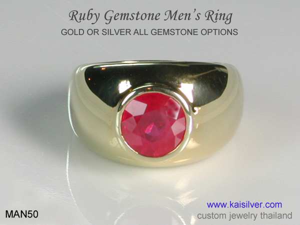 big ruby gemstone ring men's ring