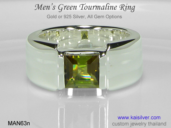 tourmaline ring for men silver or gold