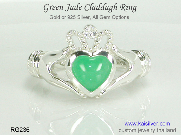 jade ring heart claddagh 