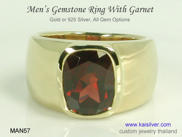 big ring gold or silver garnet 