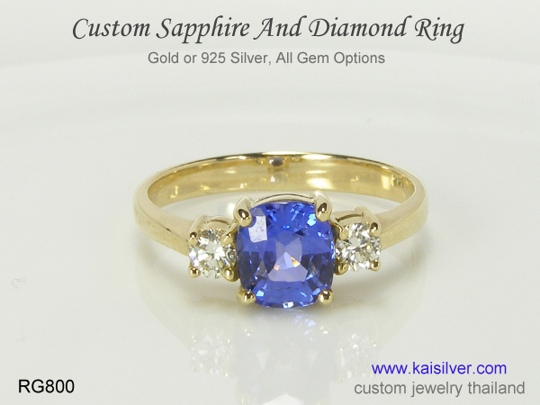 blue sapphire gold ring