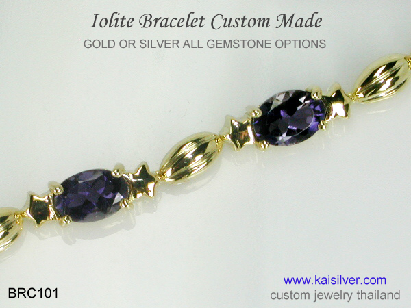 custom bracelet gold or silver iolite 