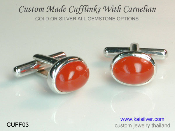 gold or silver cufflinks carnelian or other gemstone
