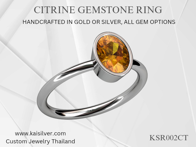 citrine gemstone ring, light ring