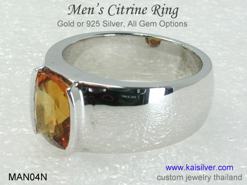 gold or silver ring for men with citrine