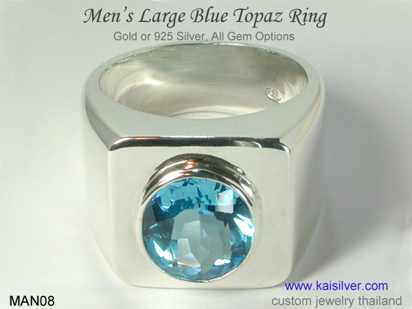 white gold gemstone ring for men