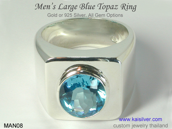 big topaz gem ring men's