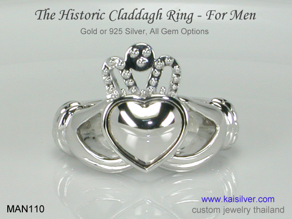 men's claddagh ring no gemstone