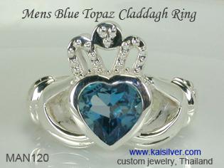 men's gem stone claddagh ring