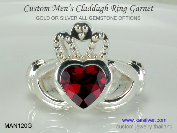 garnet heart ring for men claddagh