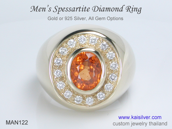 mens ring with spessartite garnet