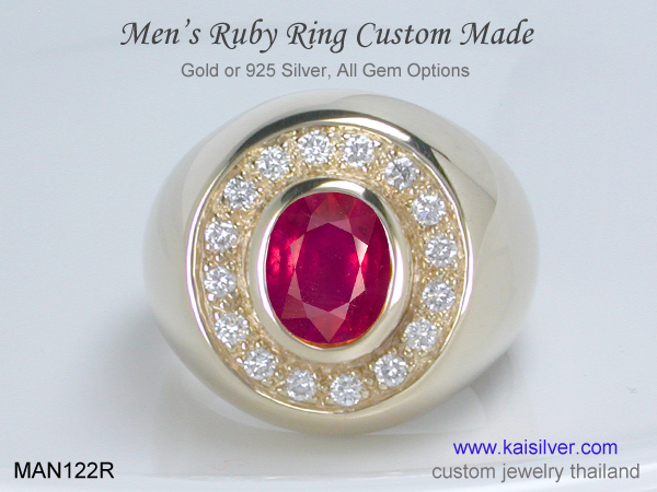 white or yellow gold men's ruby ring 