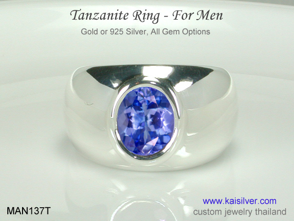 men's tanzanite ring white gold