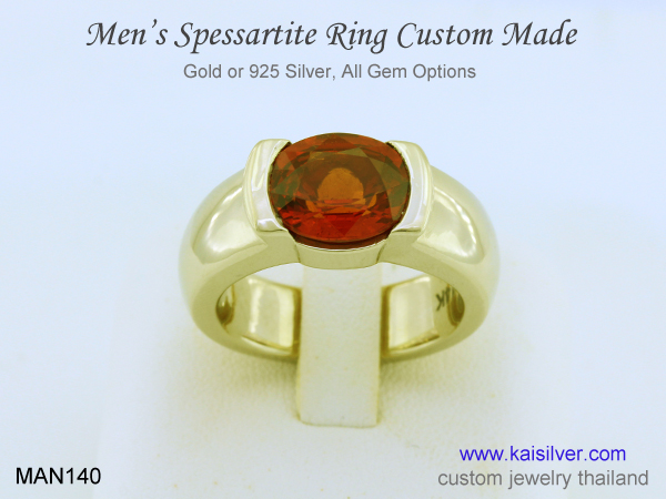 men's ring garnet spessartine