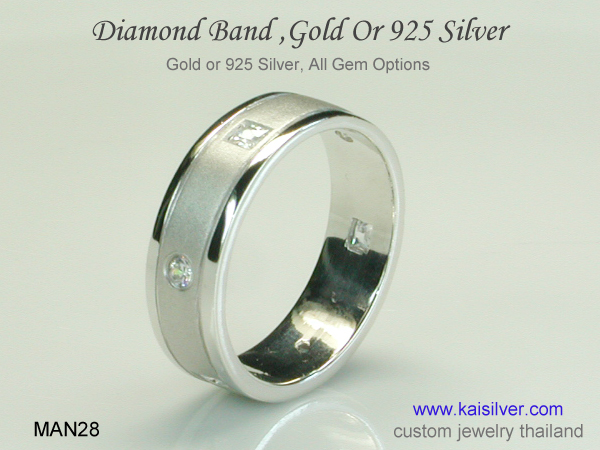 men's diamond ring white gold band