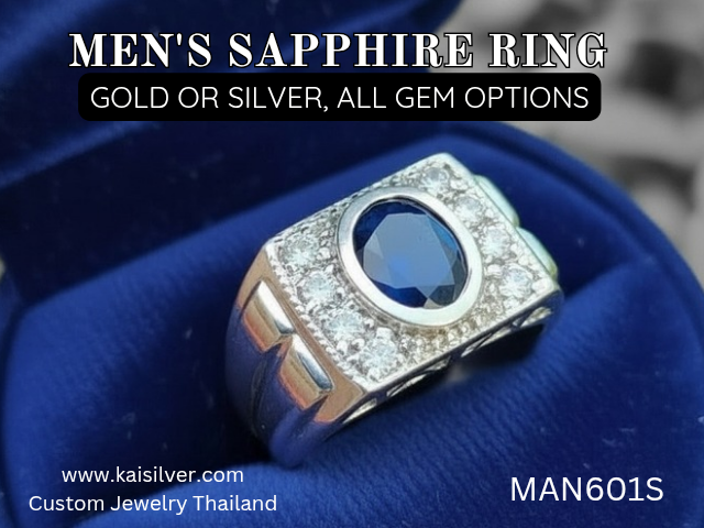 sapphire ring custom made in gold or silver