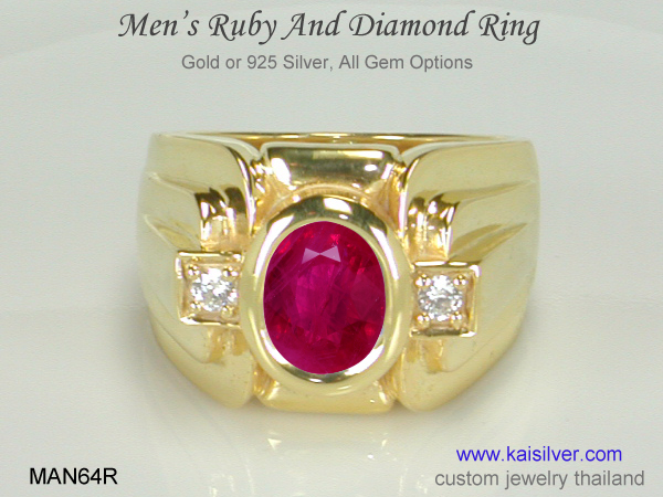 big ruby gold ring men's 