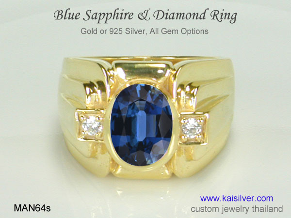 sapphire gold ring for men