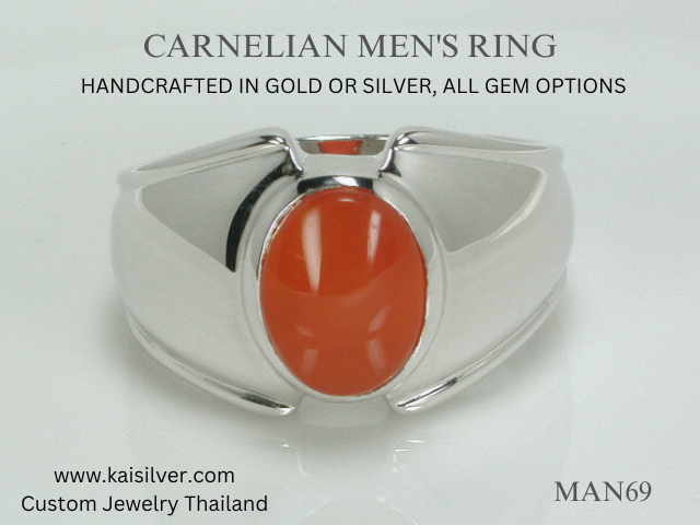 carnelian ring for men gold or silver