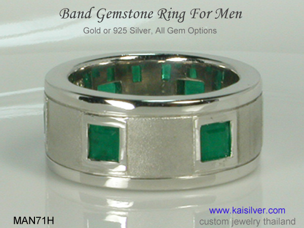 white gold men's  band ring 