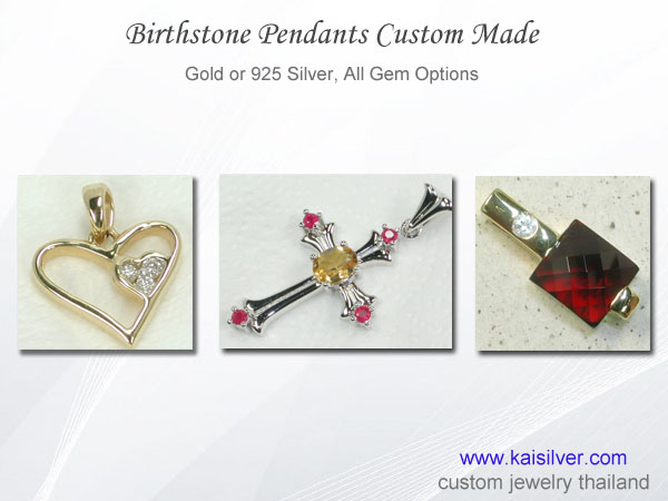 pendants gold silver birthstone