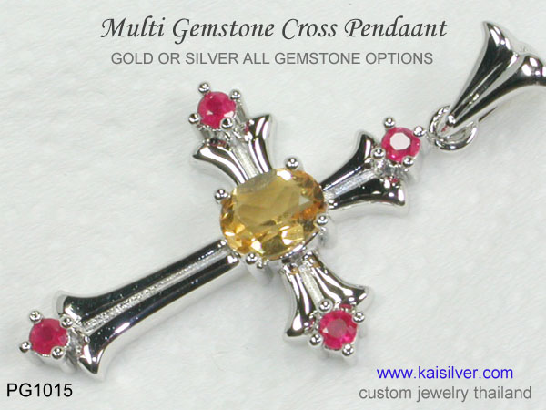 gemstone cross pendant