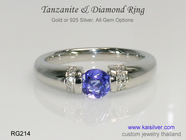 blue gems tanzanite gold ring