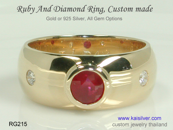 ruby gemstone band ring gold or silver
