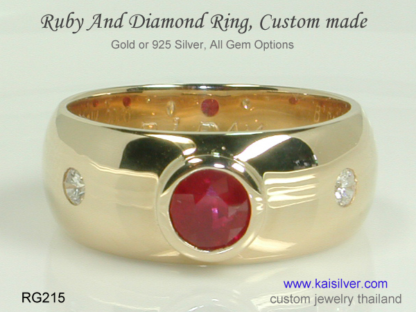 men's ruby band ring 10k, 14k or 18k gold