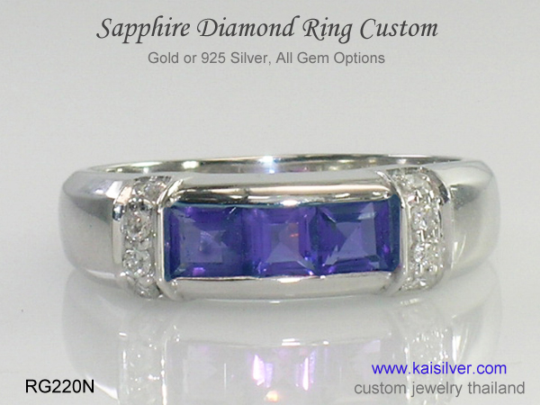 mens blue sapphire ring kaisilver 