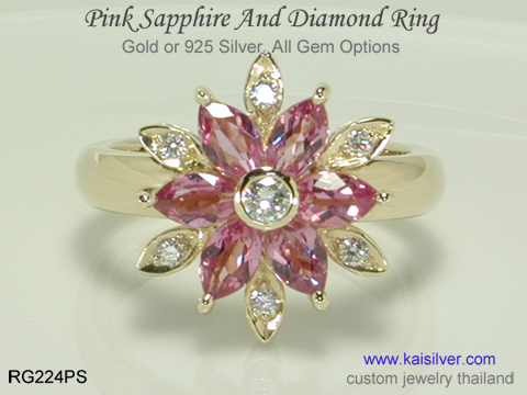 pink sapphire ring gold or silver