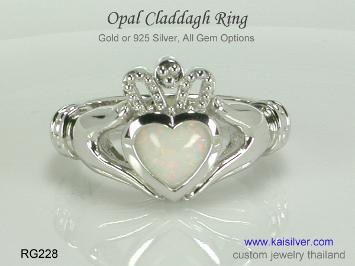 claddagh gemstone ring opal 