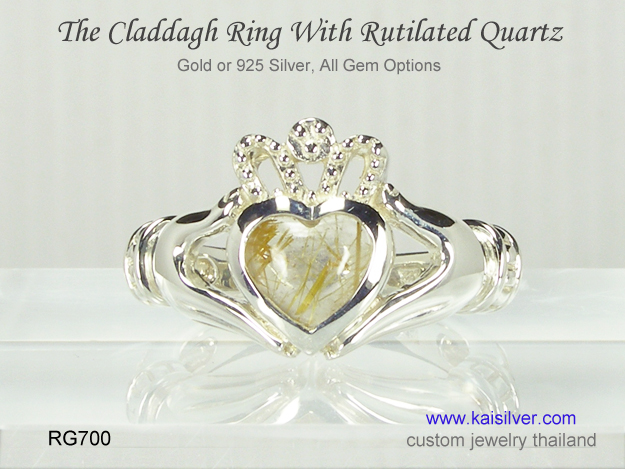 claddagh story gemstone ring 