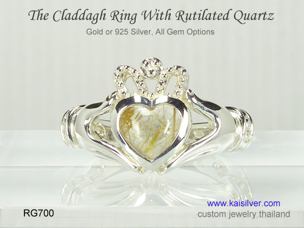 claddagh story gemstone ring